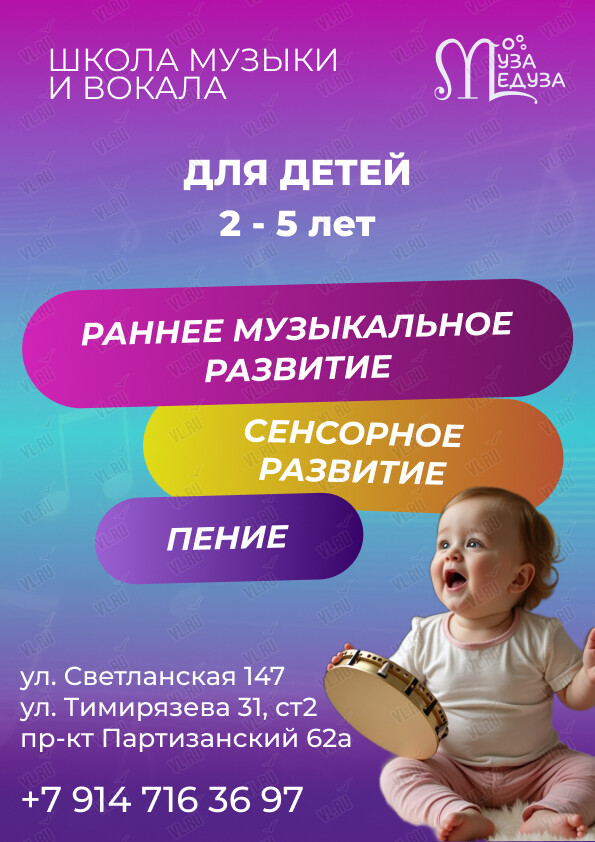 Развивающие музыкальные занятия «Мама+малыш» для детей от 1 года (Муза медуза)